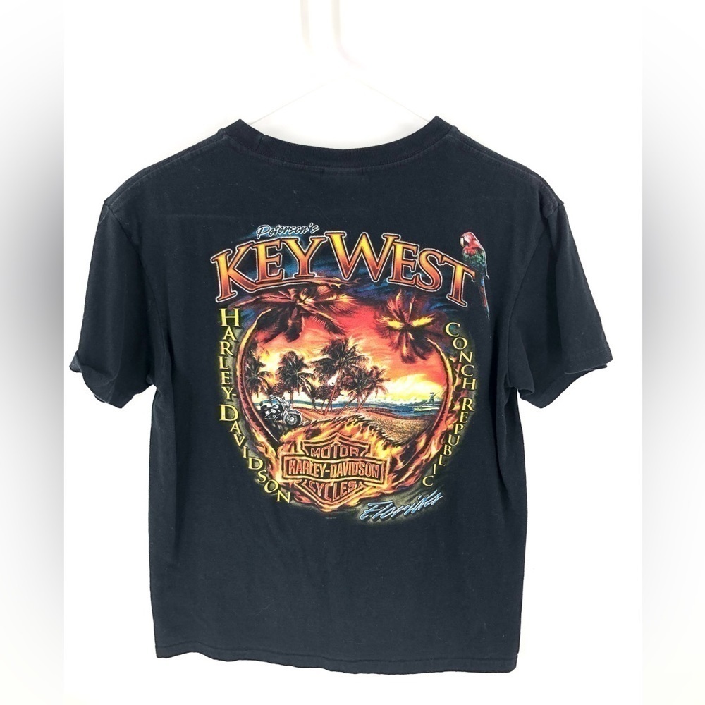Harley Davidson Shirt Mens Medium Key West Florida Flames Biker Graphic Cotton